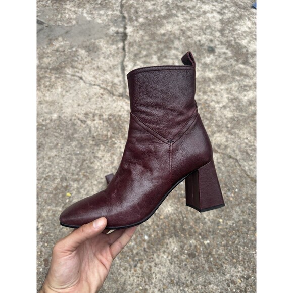 Napoleoni Italian Designer Maroon Nappa Leather Ankle Boots Women Size 40 Italy - Picture 1 of 12